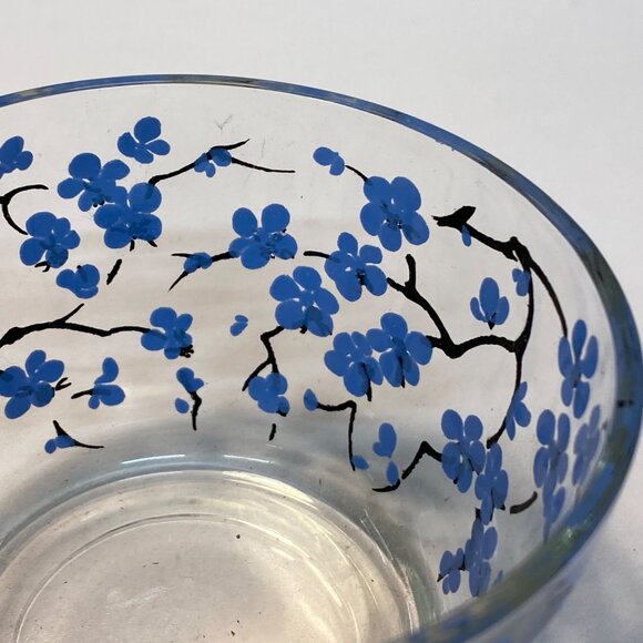 Vintage Floral Printed Glass Bowls Pink Yellow & Blue Flower Designs Set of 3 - Picture 11 of 11